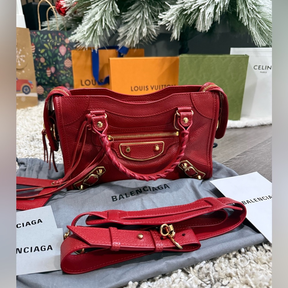 Balenciaga Red Mini Bag with Gold Hardware